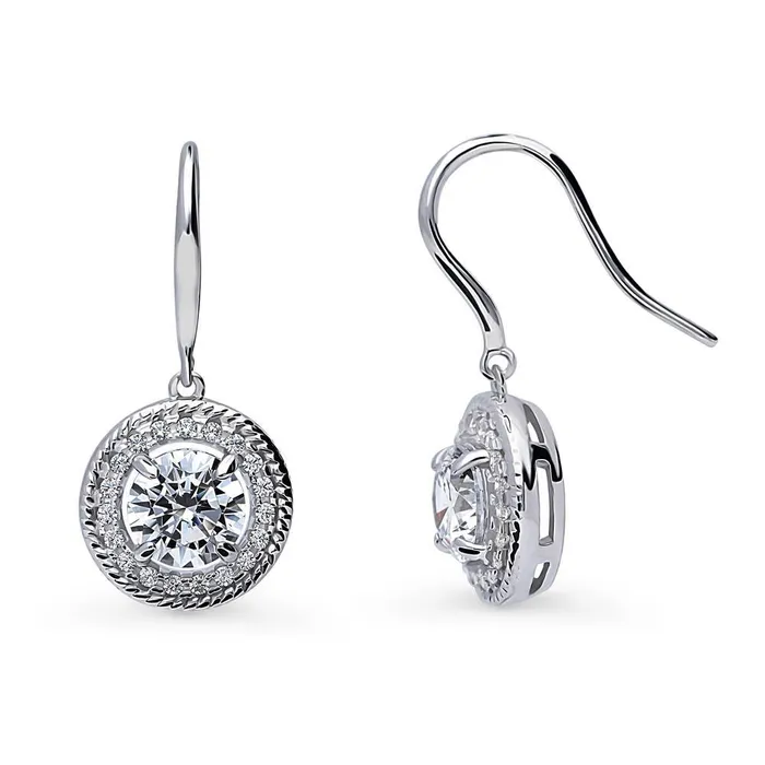 Necklaces BERRICLE Halo Cable CZ Necklace and Earrings in Sterling Silver