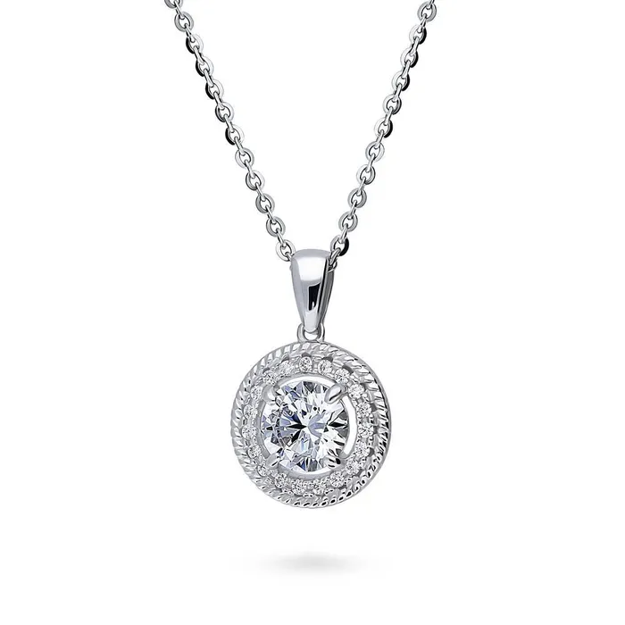 Necklaces BERRICLE Halo Cable CZ Necklace and Earrings in Sterling Silver