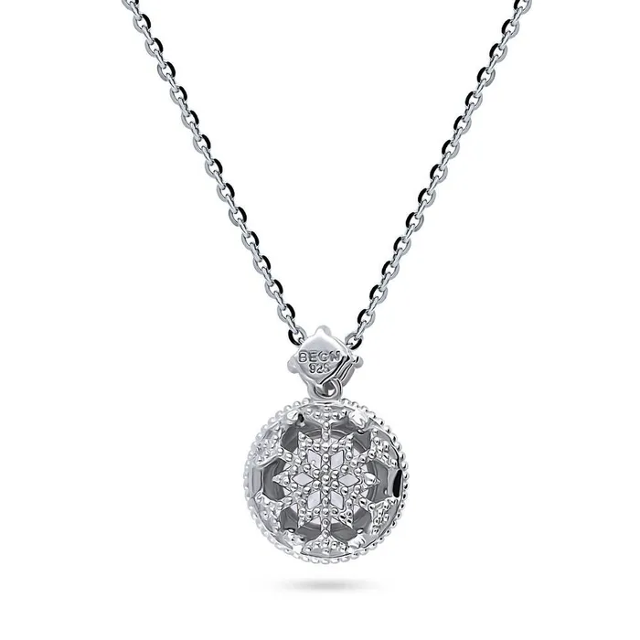 Necklaces BERRICLE Halo Milgrain CZ Necklace and Earrings in Sterling Silver