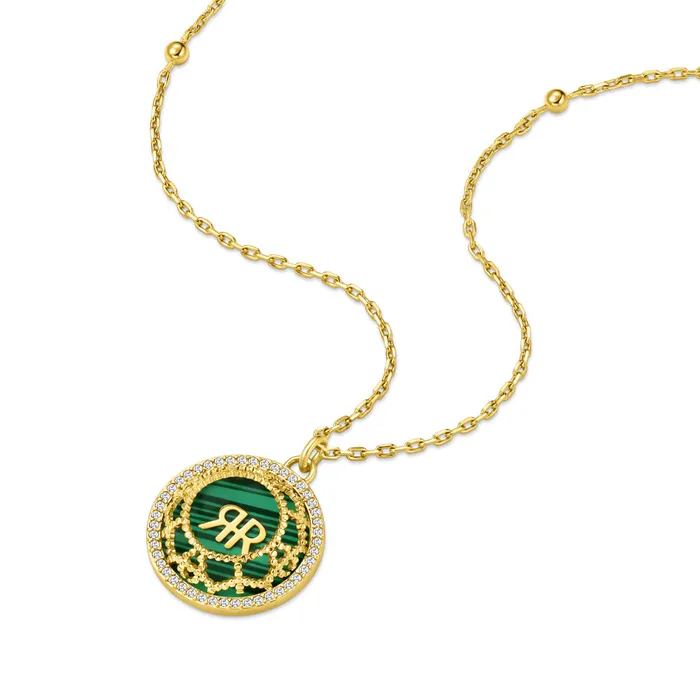 Necklaces Cerruti Cerruti 1881 Arabesque3 Ladies Gold Plated Necklace With Crystal Malachite Necklaces Cerruti Cerruti 1881 Arabesque3 Ladies Gold Plated Necklace With Crystal Malachite