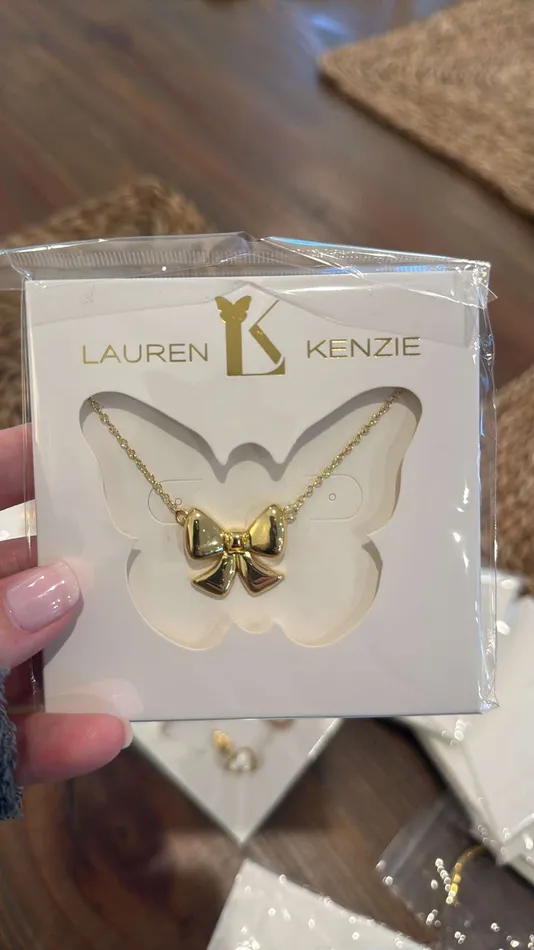 Necklaces Golden Bow Necklace by Lauren Kenzie Lauren Kenzie
