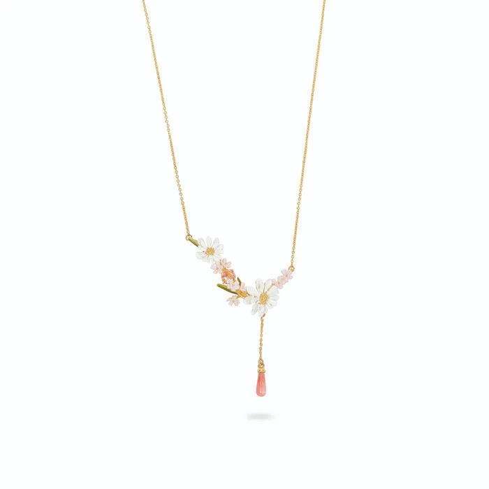Necklaces Les Nereides Les Nereides Flower Bouquet and Pink Pearl Necklace