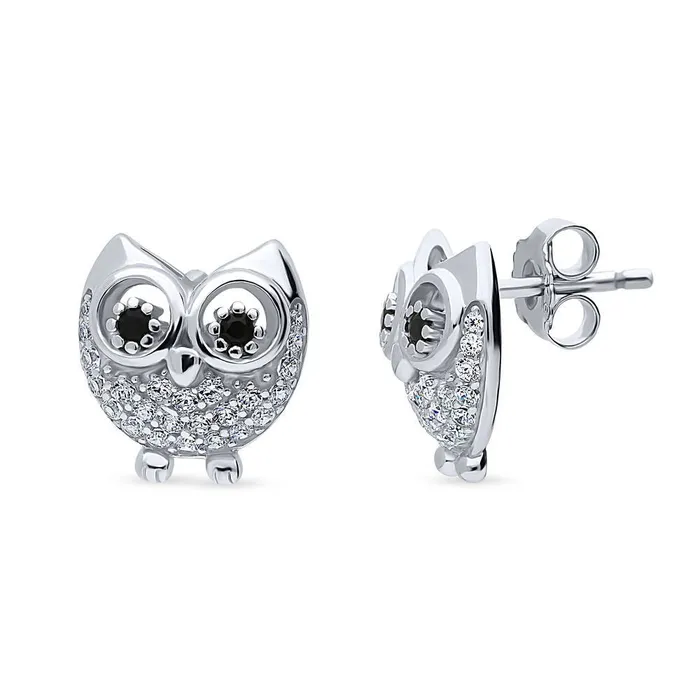Necklaces Owl CZ Necklace and Earrings in Sterling Silver BERRICLE