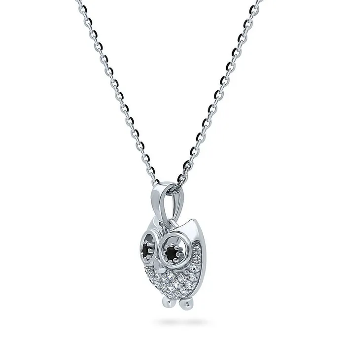 Necklaces Owl CZ Necklace and Earrings in Sterling Silver BERRICLE