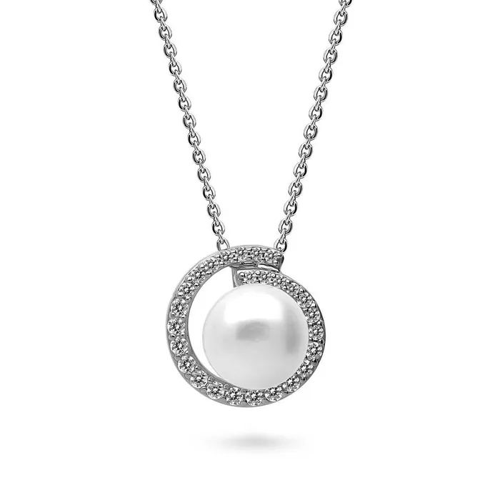 Necklaces Solitaire Button Cultured Pearl Necklace in Sterling Silver BERRICLE