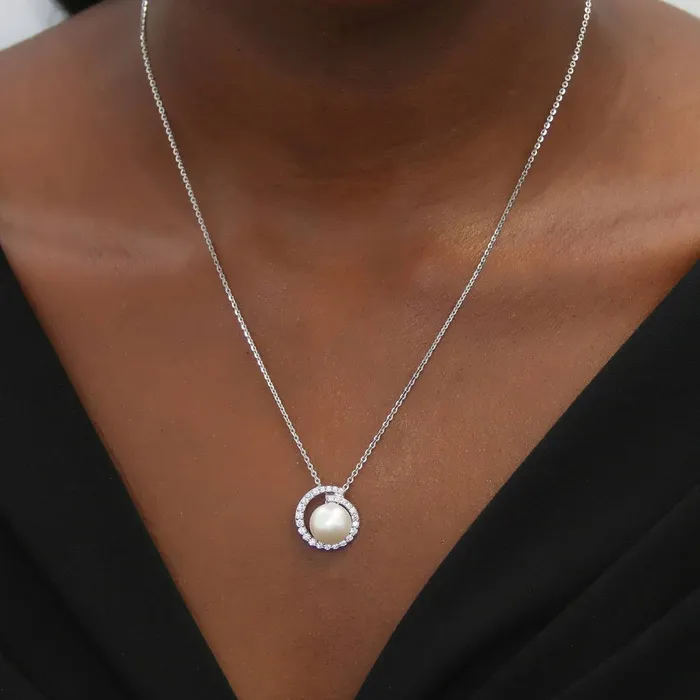 Necklaces Solitaire Button Cultured Pearl Necklace in Sterling Silver BERRICLE