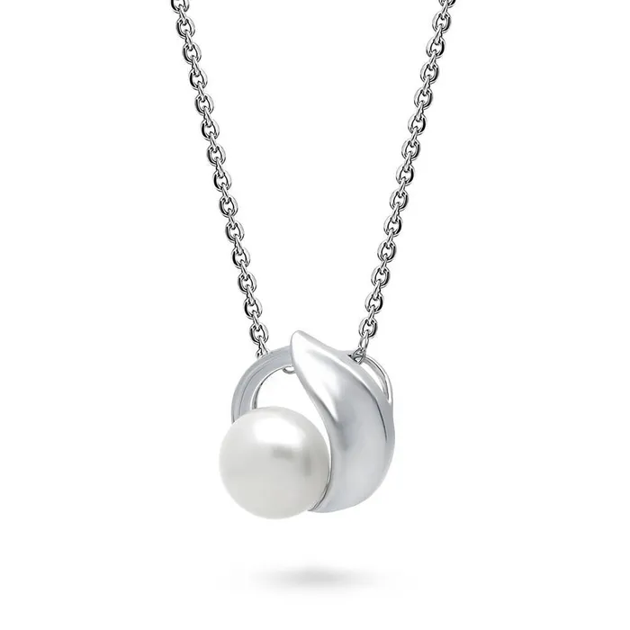 Necklaces Solitaire Button Cultured Pearl Necklace in Sterling Silver BERRICLE