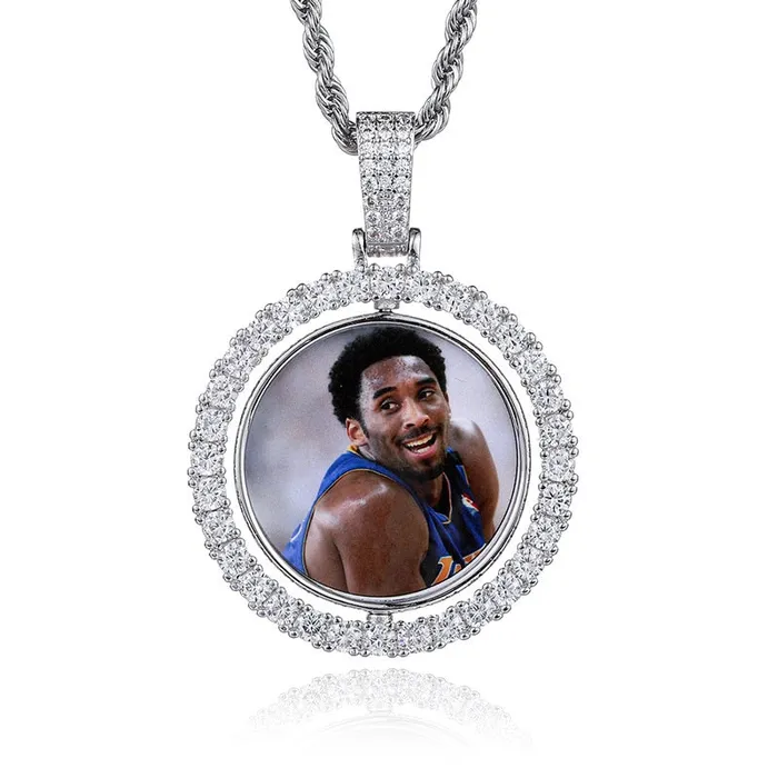 Novalico Necklaces Personalized CZ Diamond Round Photo Necklace