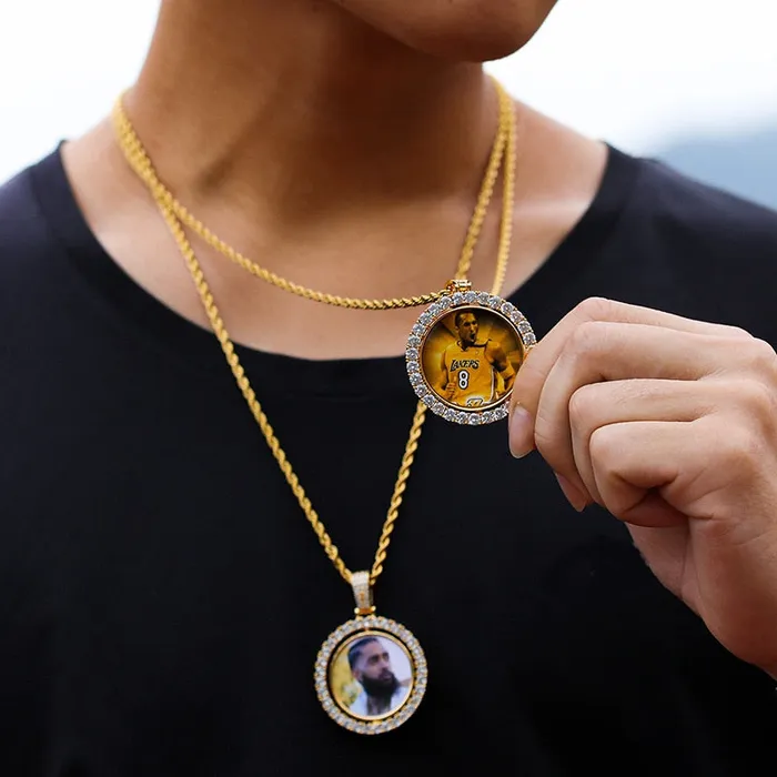 Novalico Necklaces Personalized CZ Diamond Round Photo Necklace