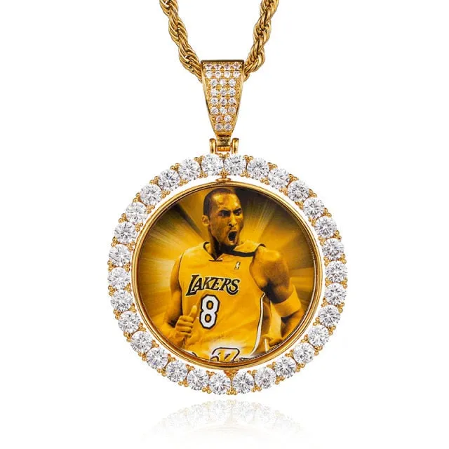 Novalico Necklaces Personalized CZ Diamond Round Photo Necklace