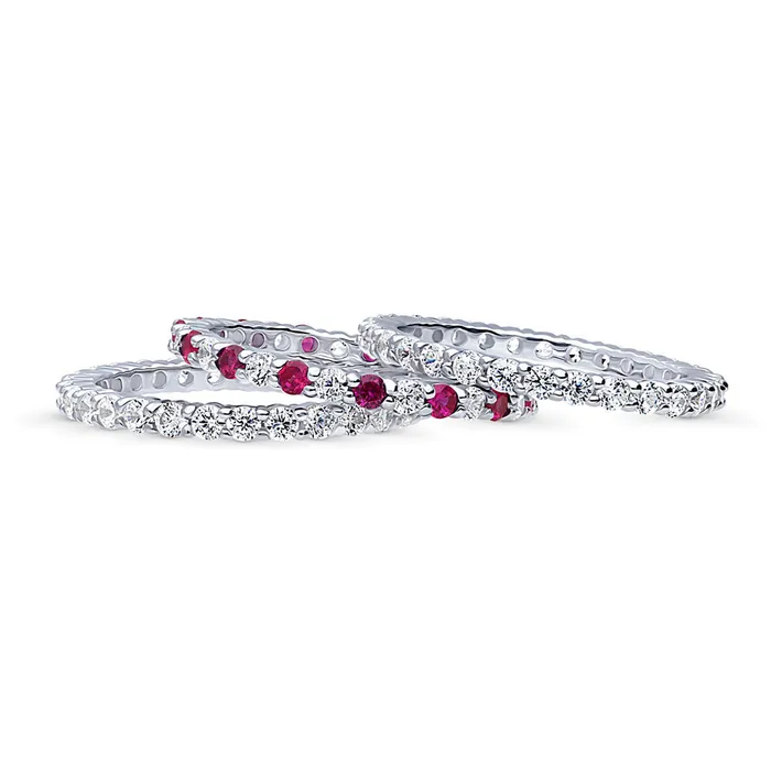 Pave CZ Eternity Ring Set in Sterling Silver BERRICLE Rings