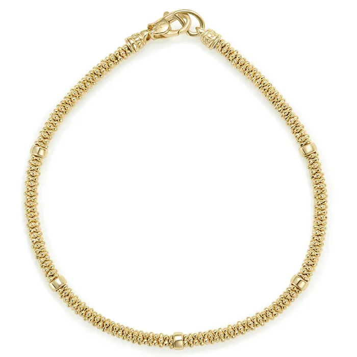 PreStyled Sets Lagos Caviar Gold Delicate 18K Gold Beaded Bracelet 3mm