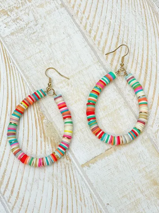 Prep Obsessed PBE Earrings Teardrop Rubber Disc Dangle Earrings