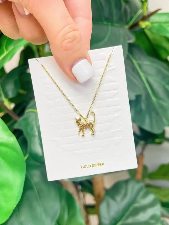 Prep Obsessed PR GoldDipped Kitty Cat Pendant Necklace Necklaces