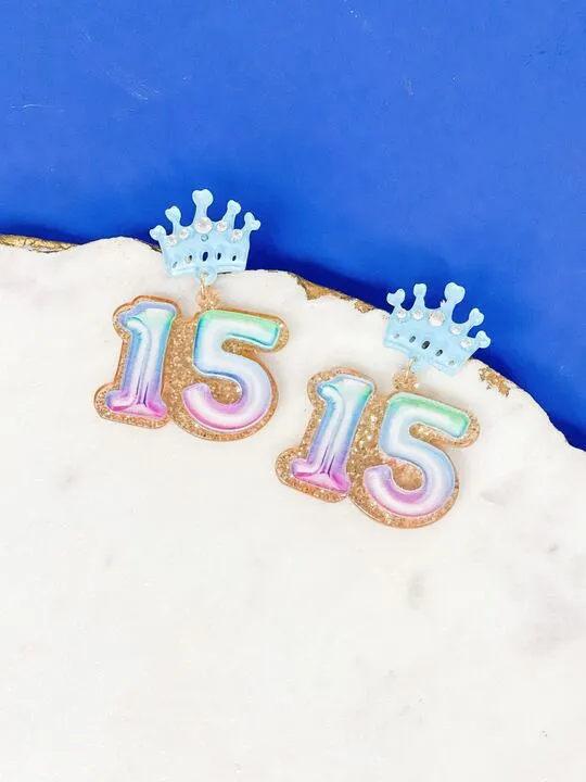 Prep Obsessed RNK Earrings 15 Birthday Balloon Dangle Earrings Blue