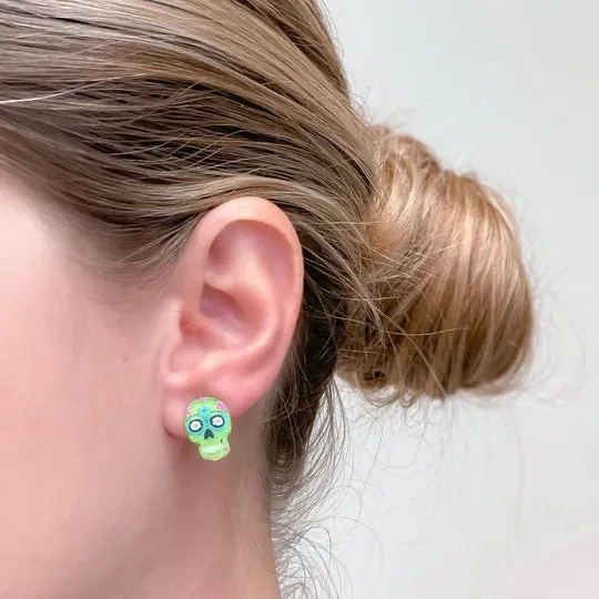 Prep Obsessed VP Printed Sugar Skull Stud Earrings Choice of Color Earrings