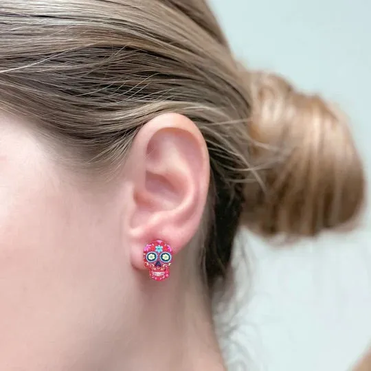 Prep Obsessed VP Printed Sugar Skull Stud Earrings Choice of Color Earrings