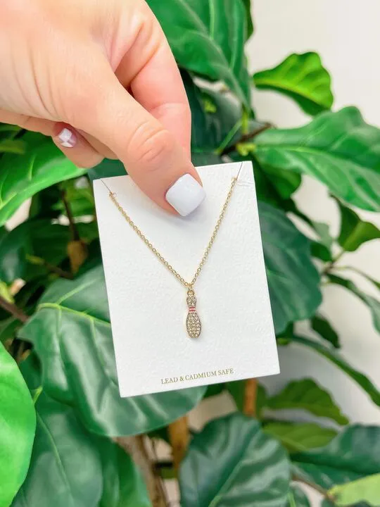 Rhinestone Bowling Pendant Necklace Prep Obsessed PR Necklaces