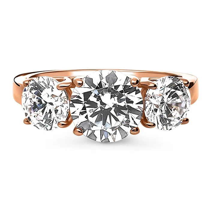 Rings 3Stone 2ct CZ Ring in Rose Gold Plated Sterling Silver BERRICLE