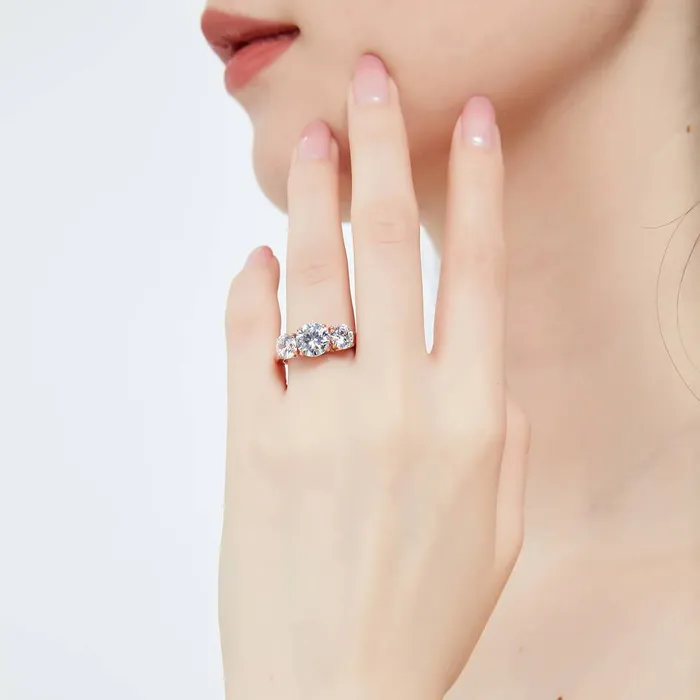 Rings 3Stone 2ct CZ Ring in Rose Gold Plated Sterling Silver BERRICLE