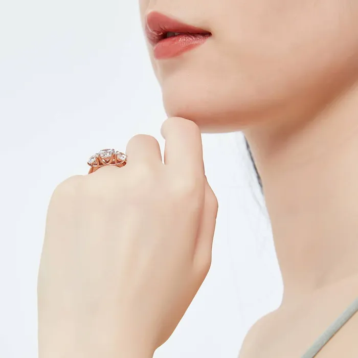Rings 3Stone 2ct CZ Ring in Rose Gold Plated Sterling Silver BERRICLE