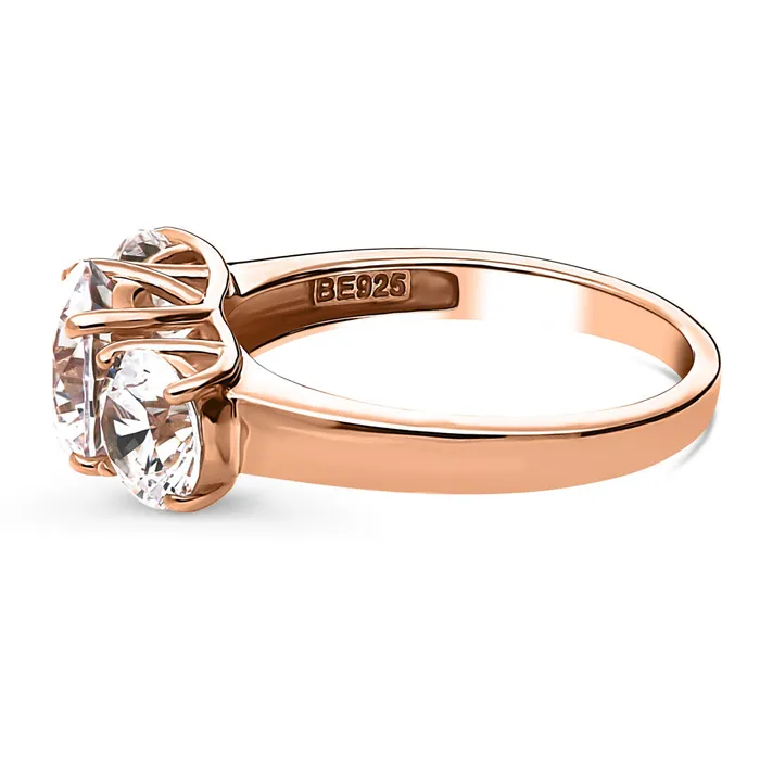 Rings 3Stone 2ct CZ Ring in Rose Gold Plated Sterling Silver BERRICLE