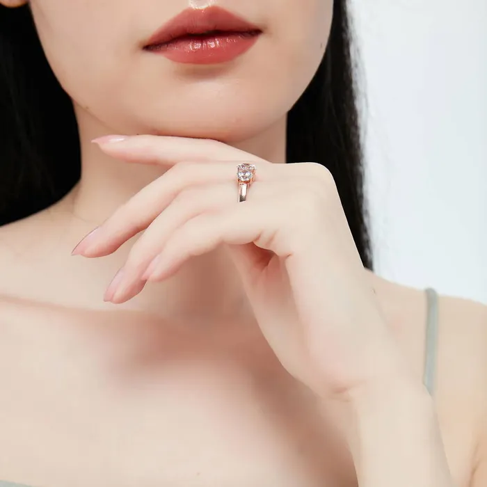 Rings 3Stone 2ct CZ Ring in Rose Gold Plated Sterling Silver BERRICLE