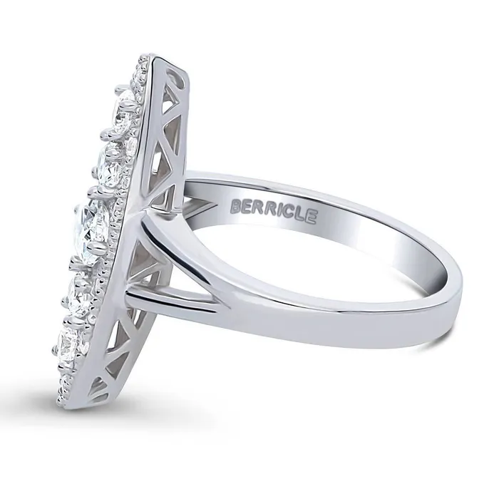 Rings 5Stone Navette CZ Split Shank Ring in Sterling Silver BERRICLE