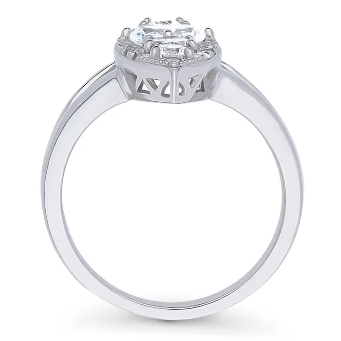 Rings 5Stone Navette CZ Split Shank Ring in Sterling Silver BERRICLE