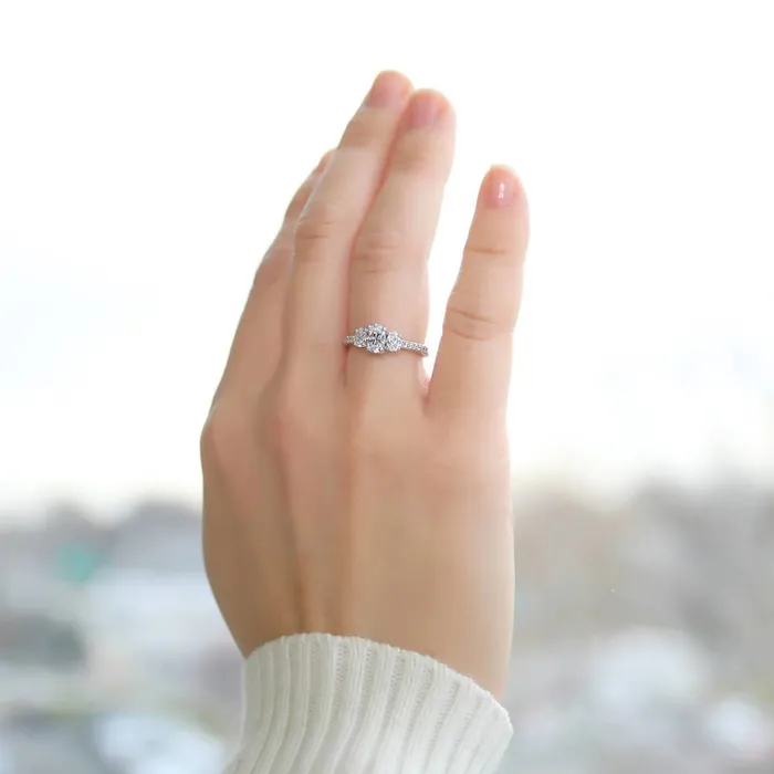 Rings BERRICLE 3Stone 04ct Oval CZ Ring in Sterling Silver