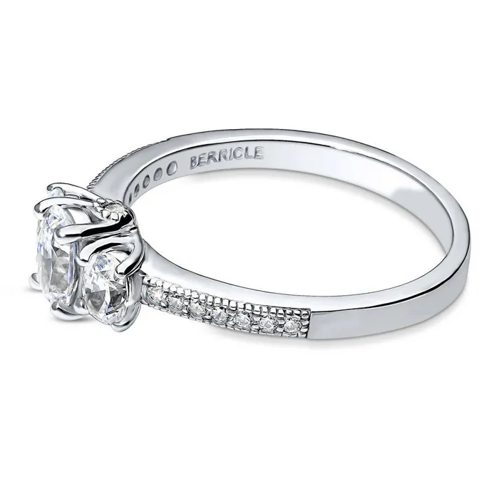 Rings BERRICLE 3Stone 04ct Oval CZ Ring in Sterling Silver