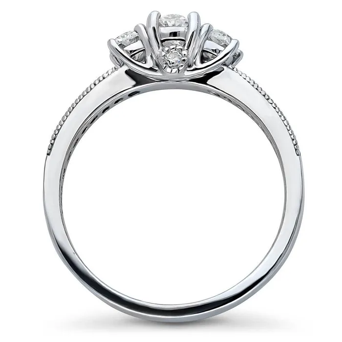Rings BERRICLE 3Stone 04ct Oval CZ Ring in Sterling Silver