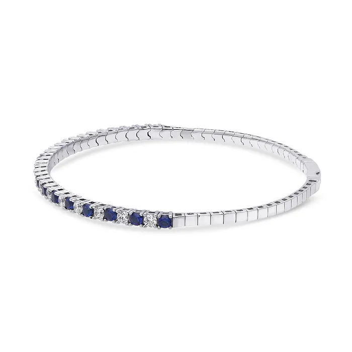 Rings BERRICLE Flexible Simulated Blue Sapphire CZ Bangle in Sterling Silver