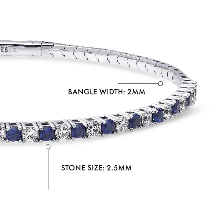 Rings BERRICLE Flexible Simulated Blue Sapphire CZ Bangle in Sterling Silver