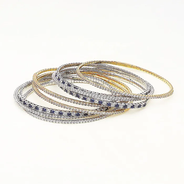 Rings BERRICLE Flexible Simulated Blue Sapphire CZ Bangle in Sterling Silver