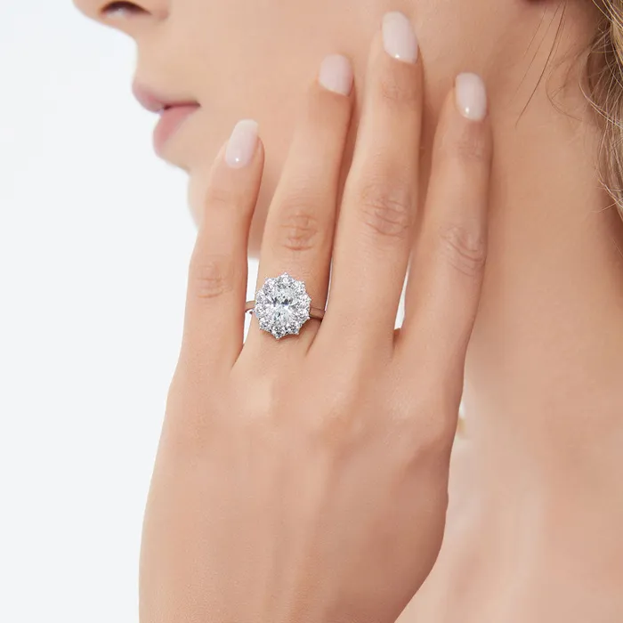 Rings BERRICLE Flower Halo CZ Ring in Sterling Silver
