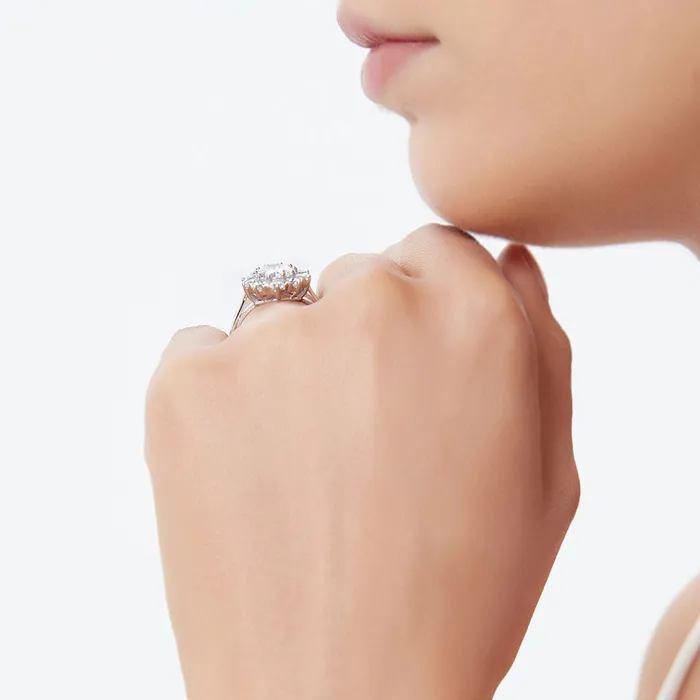 Rings BERRICLE Flower Halo CZ Ring in Sterling Silver
