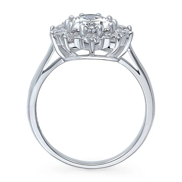 Rings BERRICLE Flower Halo CZ Ring in Sterling Silver