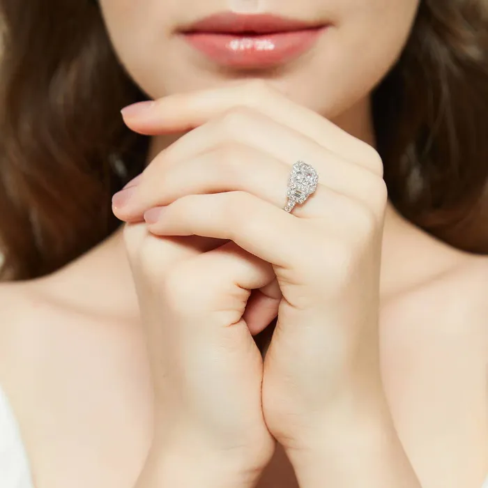 Rings BERRICLE Halo 3Stone 16ct Asscher CZ Ring in Sterling Silver