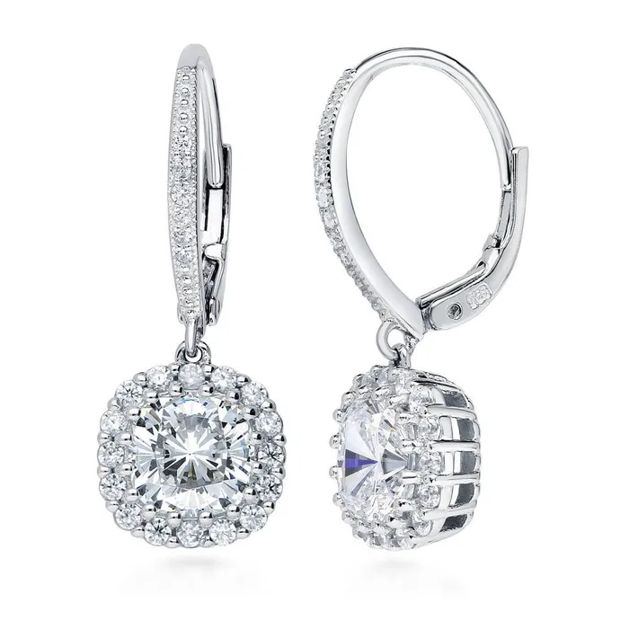 Rings BERRICLE Halo Cushion Cut CZ Set in Sterling Silver