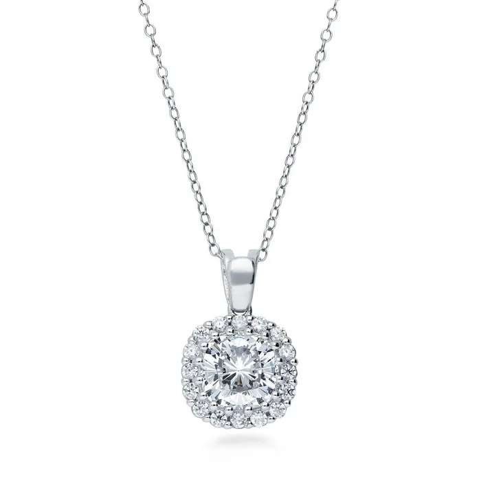 Rings BERRICLE Halo Cushion Cut CZ Set in Sterling Silver