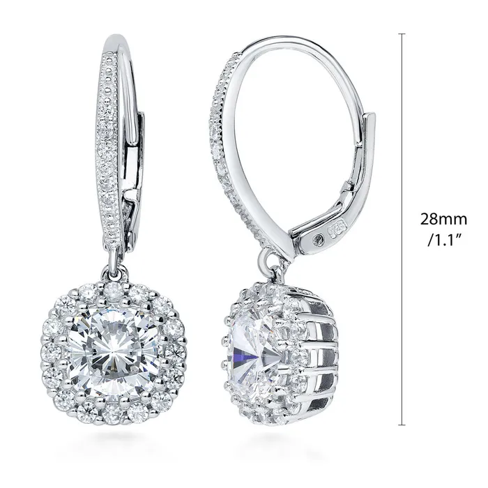 Rings BERRICLE Halo Cushion Cut CZ Set in Sterling Silver