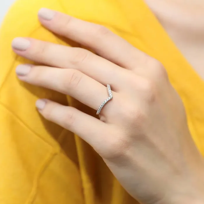 Rings BERRICLE Halo Wishbone Pear CZ Split Shank Ring Set in Sterling Silver