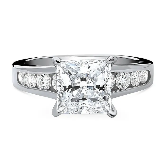 Rings BERRICLE Solitaire 3ct Princess CZ Ring in Sterling Silver