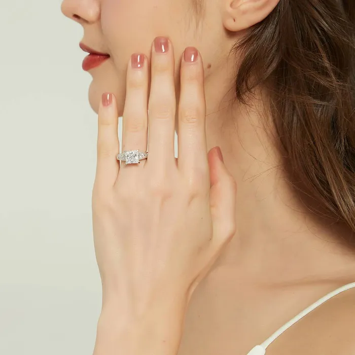 Rings BERRICLE Solitaire 3ct Princess CZ Ring Set in Sterling Silver