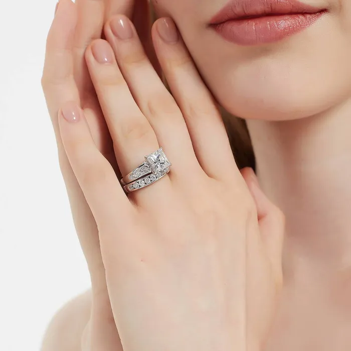 Rings BERRICLE Solitaire 3ct Princess CZ Ring Set in Sterling Silver