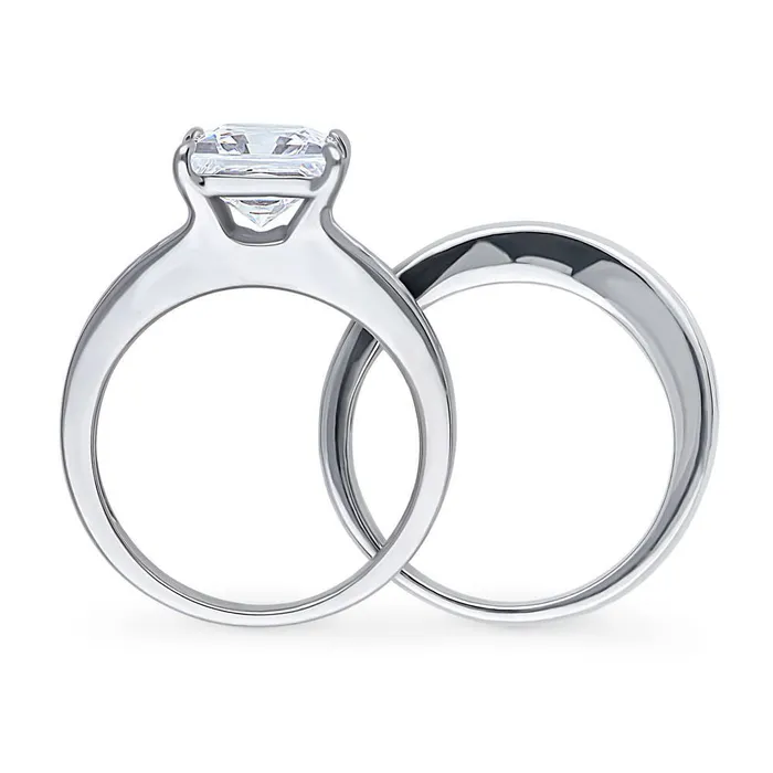 Rings BERRICLE Solitaire 3ct Princess CZ Ring Set in Sterling Silver