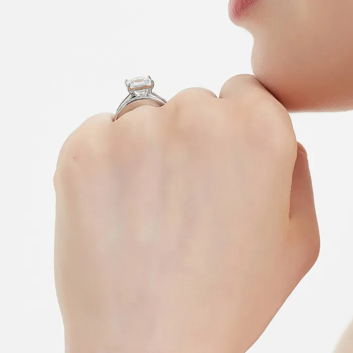 Rings BERRICLE Solitaire 3ct Princess CZ Ring Set in Sterling Silver