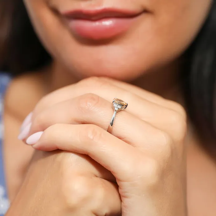 Rings BERRICLE Solitaire Yellow Pear CZ Ring in Sterling Silver 08ct