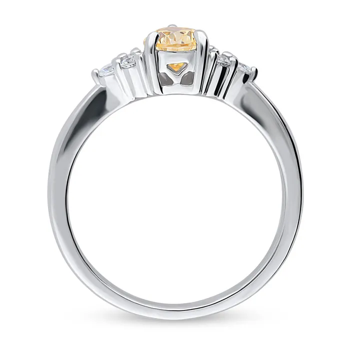 Rings BERRICLE Solitaire Yellow Pear CZ Ring in Sterling Silver 08ct